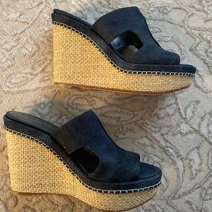 Stuart Weitzman denim wedges